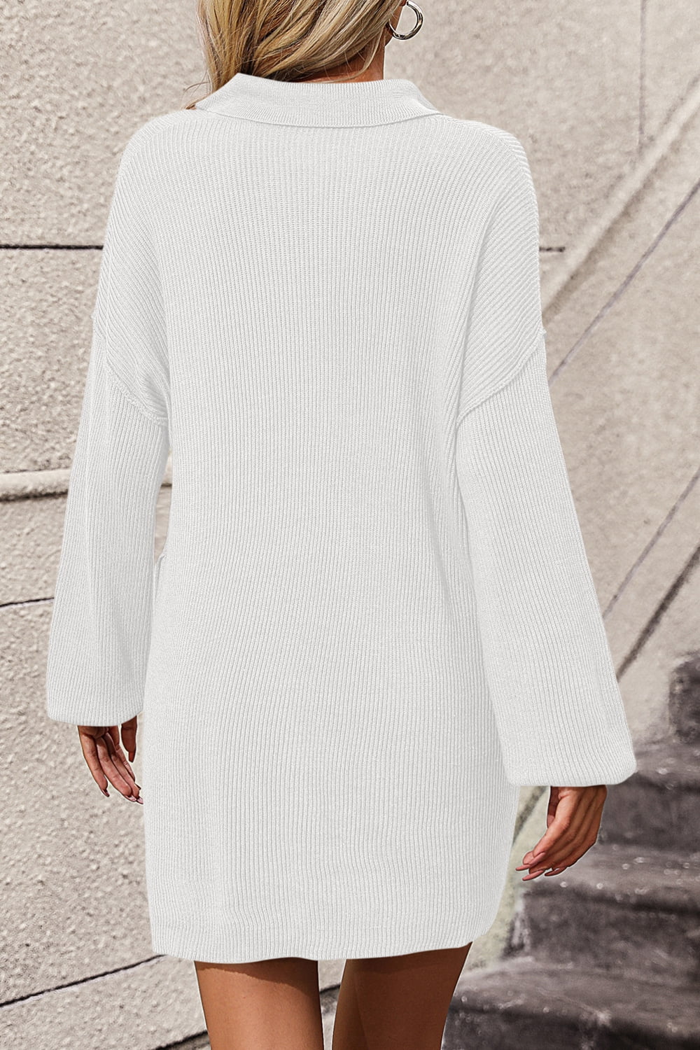 Johnny Collar Drop Shoulder Sweater Dress for a perfect OOTD – dress to impress outfits from Amexza