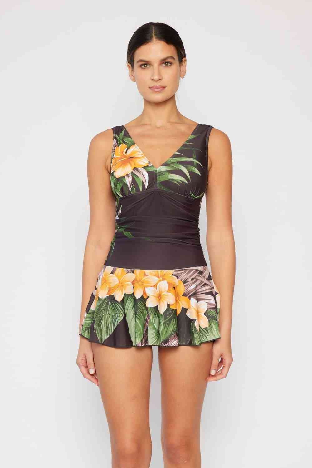 Marina West Swim Full Size Clear Waters Swim Dress in Aloha Brown for a perfect OOTD – dress to impress outfits from Amexza