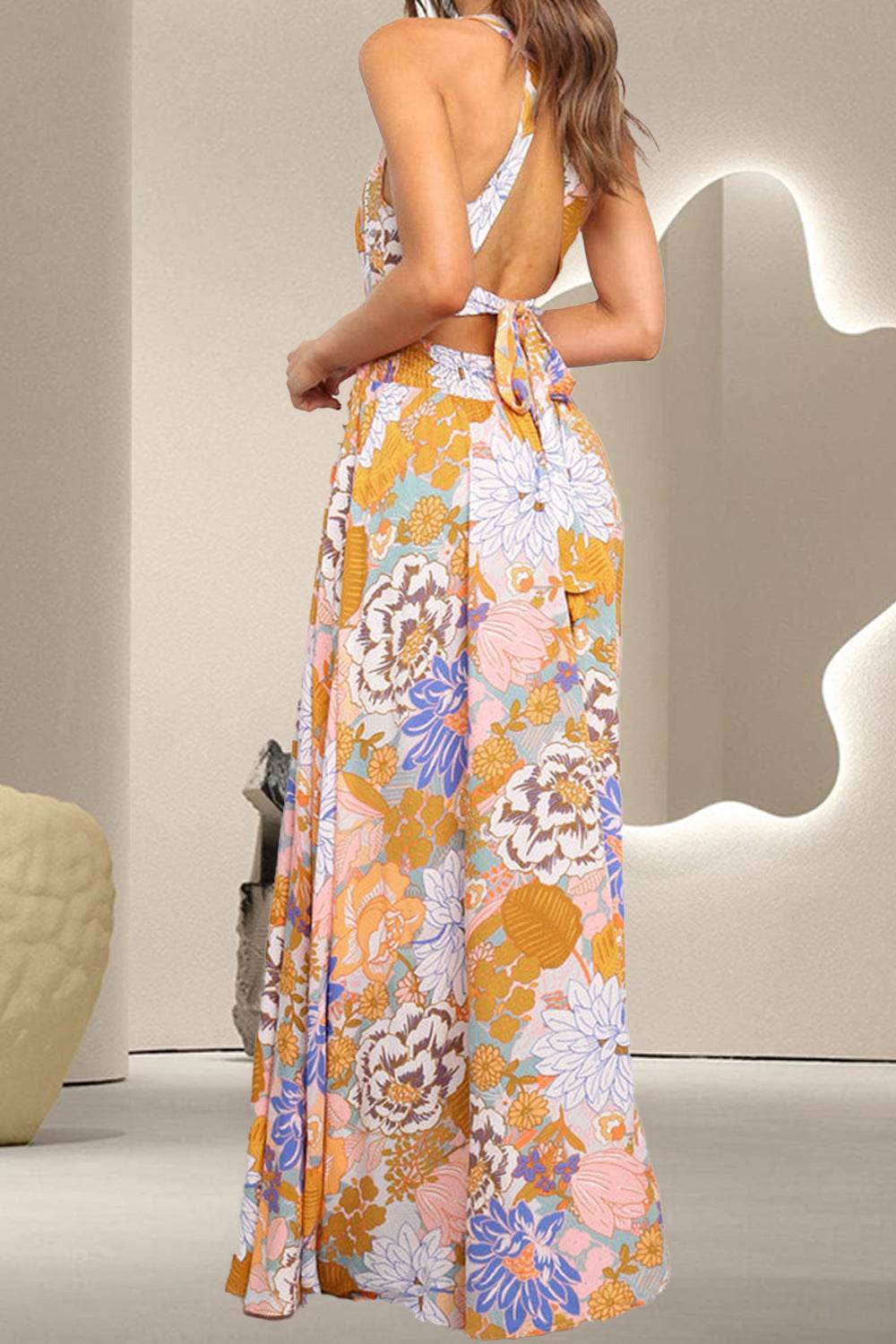 Tied Printed Grecian Sleeveless Maxi Dress for a perfect OOTD – dress to impress outfits from Amexza