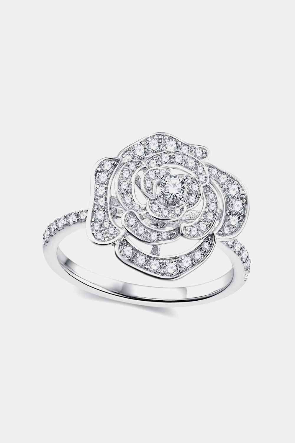 Moissanite Flower Shape Ring Silver for a perfect OOTD – dress to impress outfits from Amexza