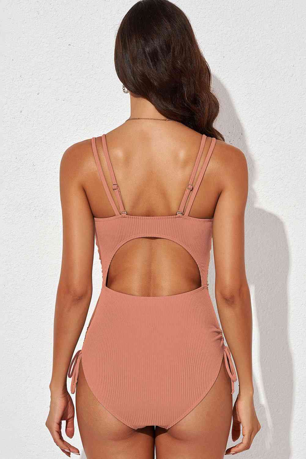 Tied Cutout Plunge One-Piece Swimsuit for a perfect OOTD – dress to impress outfits from Amexza