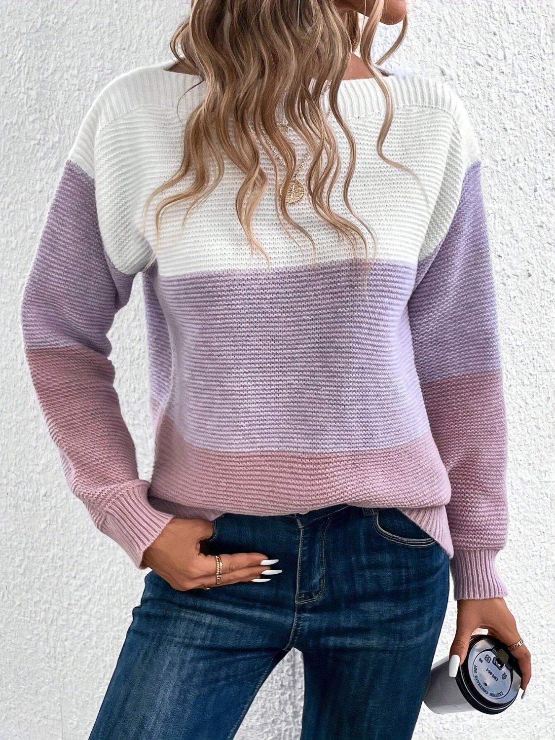 Color Block Boat Neck Sweater for a perfect OOTD – dress to impress outfits from Amexza