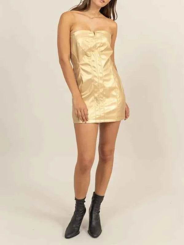 HYFVE Metallic Slip Mini Dress GOLD for a perfect OOTD – dress to impress outfits from Amexza