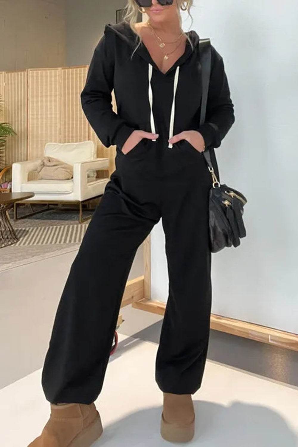 Full Size Drawstring Long Sleeve Jumpsuit for a perfect OOTD – dress to impress outfits from Amexza