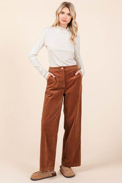 Mittoshop Corduroy Back Elastic Waist Pants for a perfect OOTD – dress to impress outfits from Amexza