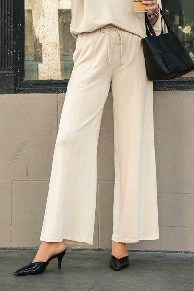 Umgee Full Size Drawstring Wide Leg Pants with Pockets - Amexza