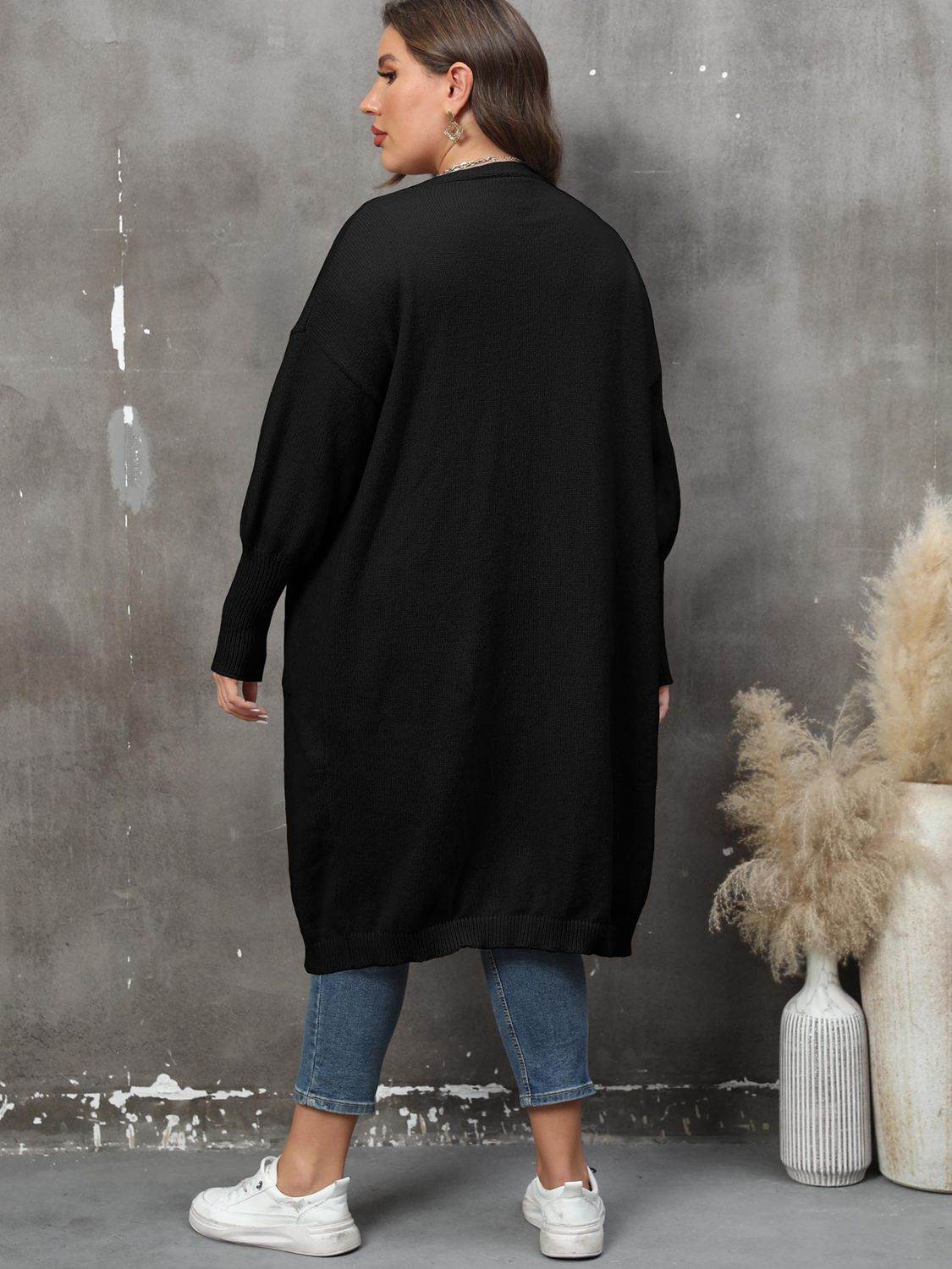 Plus Size Long Sleeve Pocketed Cardigan for a perfect OOTD – dress to impress outfits from Amexza