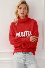 Merry Letter Embroidered High Neck Sweater for a perfect OOTD – dress to impress outfits from Amexza