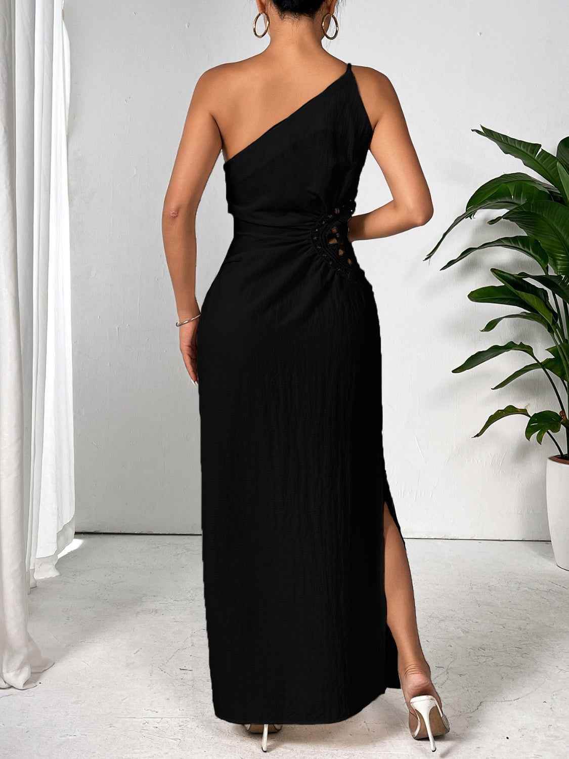 Honey Slit One Shoulder Sleeveless Maxi Dress for a perfect OOTD – dress to impress outfits from Amexza