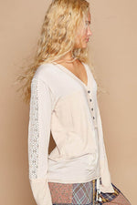 POL V-Neck Long Sleeve Floral Contrast Top for a perfect OOTD – dress to impress outfits from Amexza