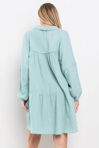 Ces Femme Johnny Collar Balloon Sleeve Mini Dress for a perfect OOTD – dress to impress outfits from Amexza