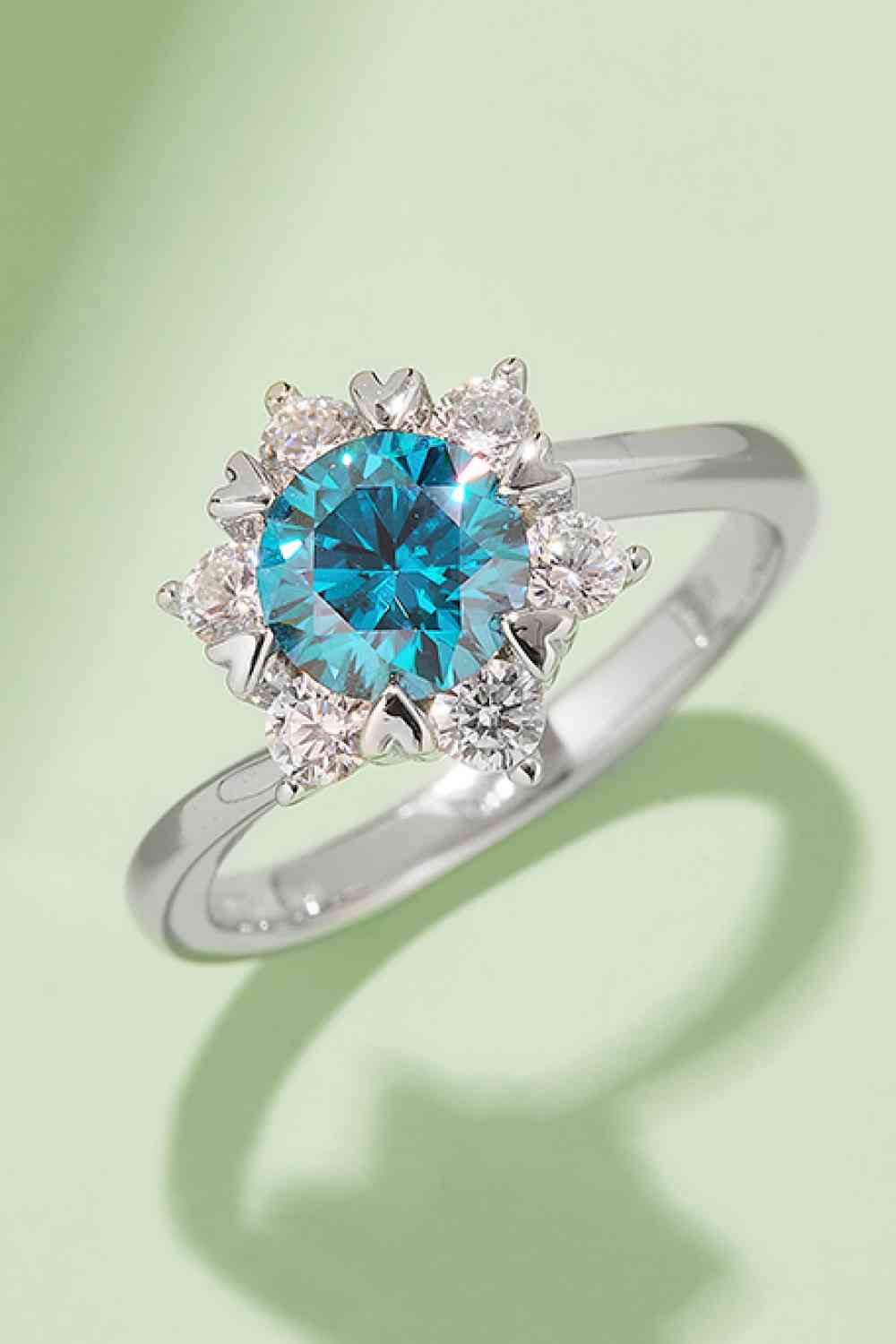 1 Carat Moissanite 925 Sterling Silver Cluster Ring Sky Blue for a perfect OOTD – dress to impress outfits from Amexza