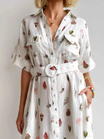 Printed Button Up Maxi Shirt Dress