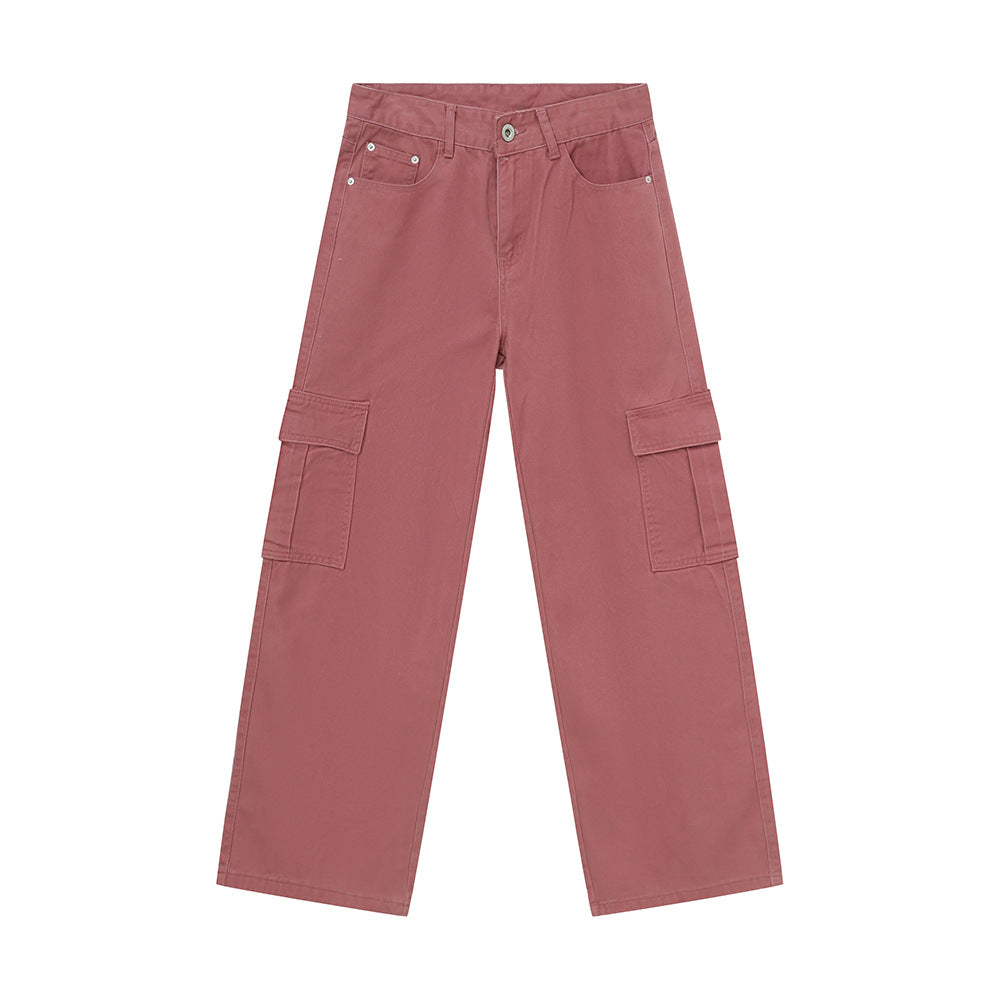 Wide Leg Cargo Jeans Dusty Pink L for a perfect OOTD – dress to impress outfits from Amexza