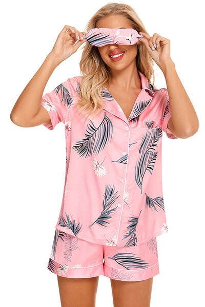 Printed Button Up Short Sleeve Top and Shorts Lounge Set for a perfect OOTD – dress to impress outfits from Amexza