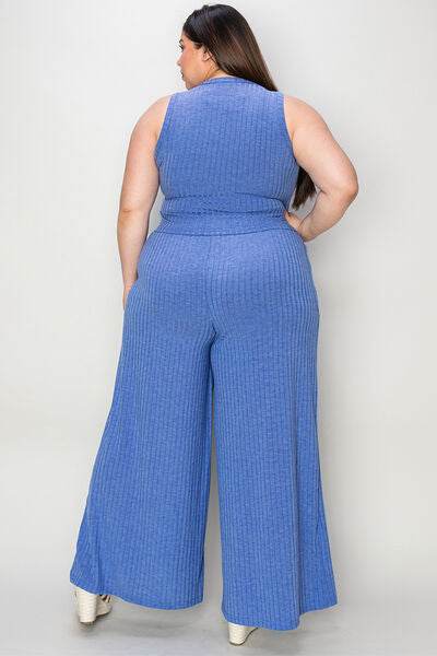 Basic Bae Full Size Ribbed Tank and Wide Leg Pants Set for a perfect OOTD – dress to impress outfits from Amexza