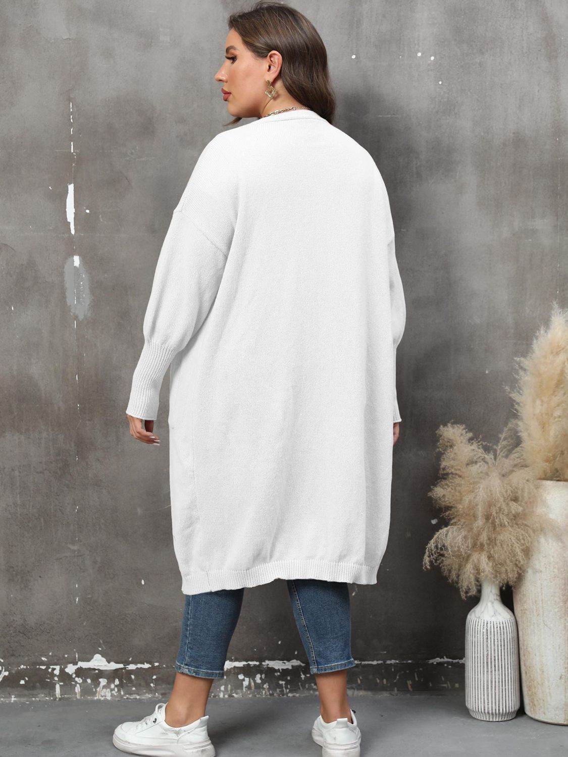 Plus Size Long Sleeve Pocketed Cardigan for a perfect OOTD – dress to impress outfits from Amexza