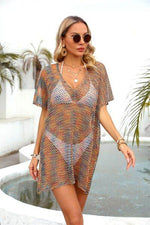 Angel Wings Openwork V-Neck Half Sleeve Cover Up for a perfect OOTD – dress to impress outfits from Amexza