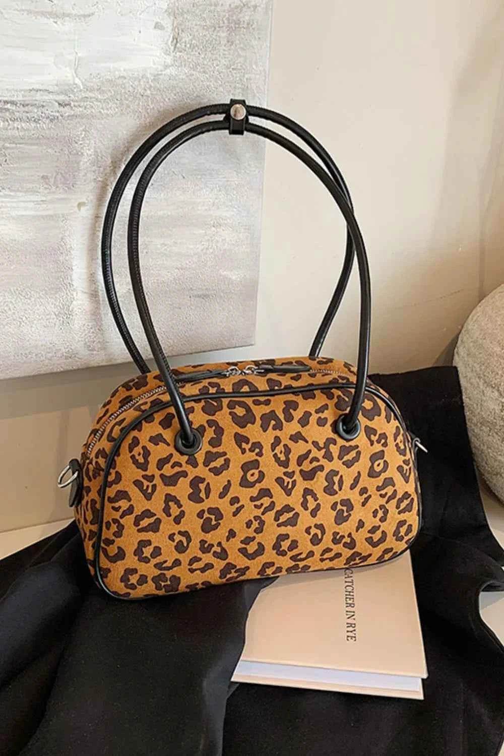 Leopard Suede Medium Shoulder Bag Caramel One Size for a perfect OOTD – dress to impress outfits from Amexza