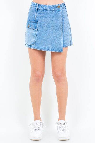 American Bazi Cargo Pocket Denim Skort Blue for a perfect OOTD – dress to impress outfits from Amexza