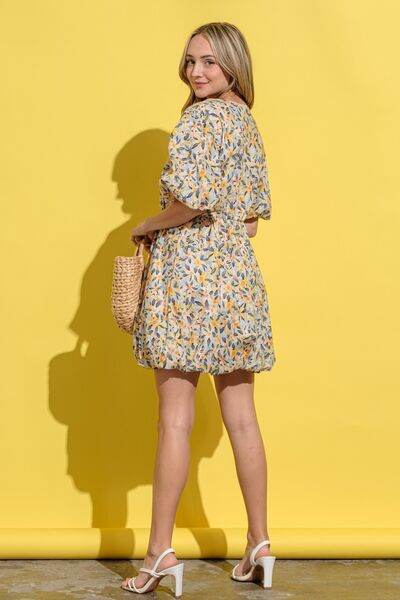 And The Why Full Size Floral Surplice Puff Sleeve Dress for a perfect OOTD – dress to impress outfits from Amexza