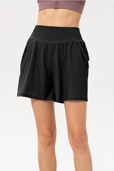 Pocketed Elastic Waist Active Shorts Black for a perfect OOTD – dress to impress outfits from Amexza