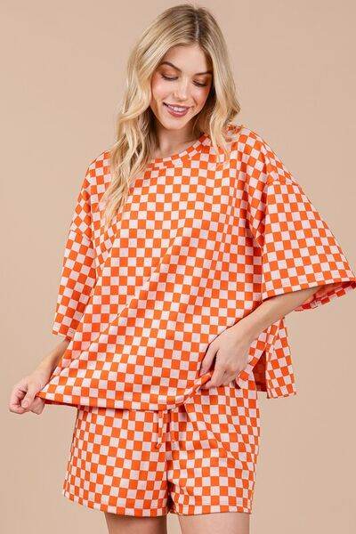 Ces Femme Checkered Round Neck Top and Shorts Set for a perfect OOTD – dress to impress outfits from Amexza