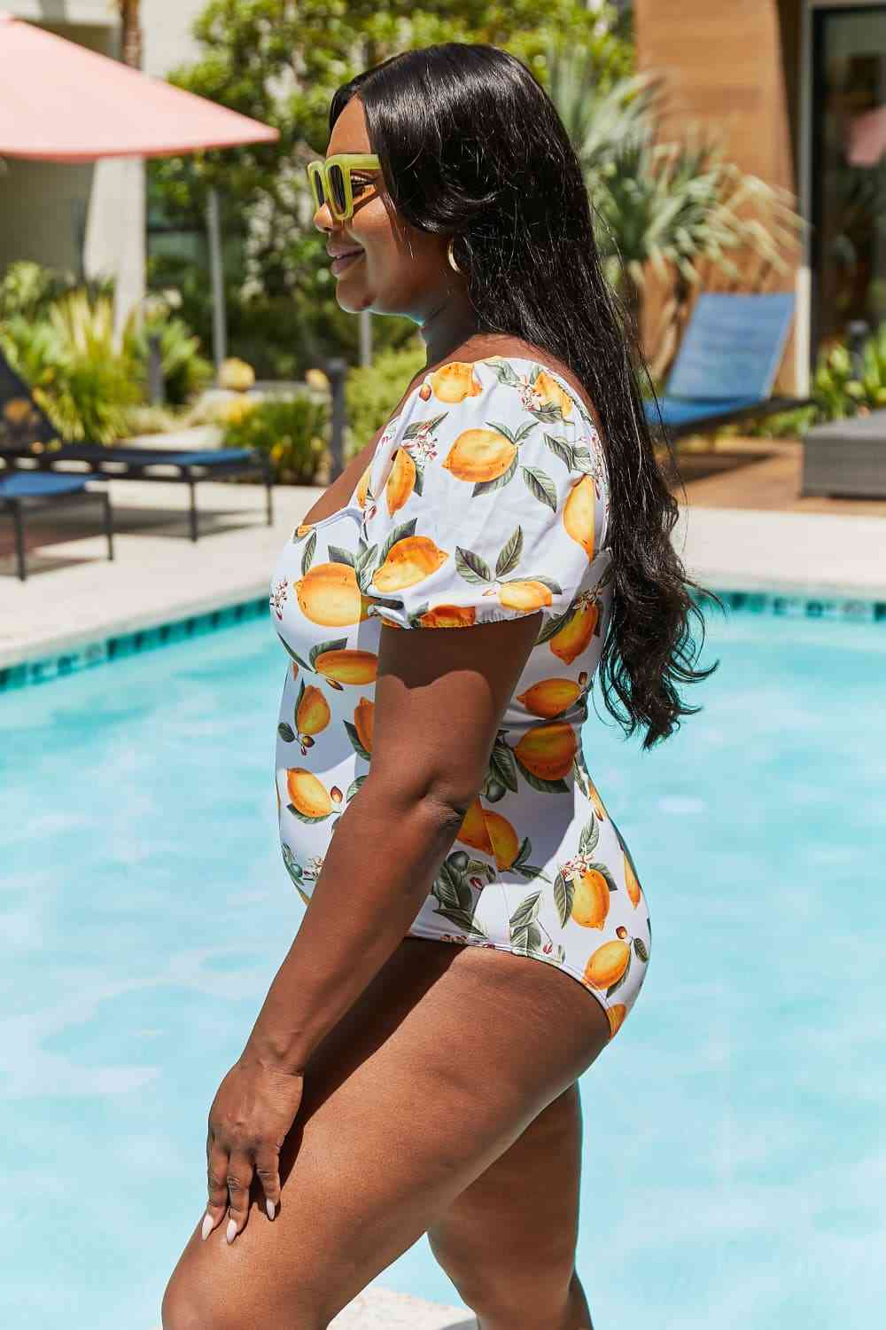 Marina West Swim Salty Air Puff Sleeve One-Piece in Citrus Orange for a perfect OOTD – dress to impress outfits from Amexza