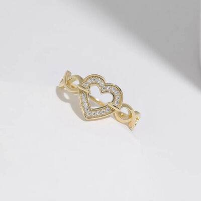 925 Sterling Silver Heart Ring Gold for a perfect OOTD – dress to impress outfits from Amexza