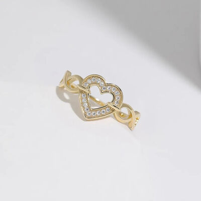 925 Sterling Silver Heart Ring Gold for a perfect OOTD – dress to impress outfits from Amexza