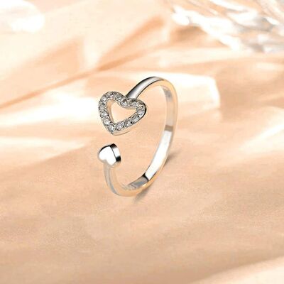 925 Sterling Silver Inlaid Zircon Heart Open Ring for a perfect OOTD – dress to impress outfits from Amexza