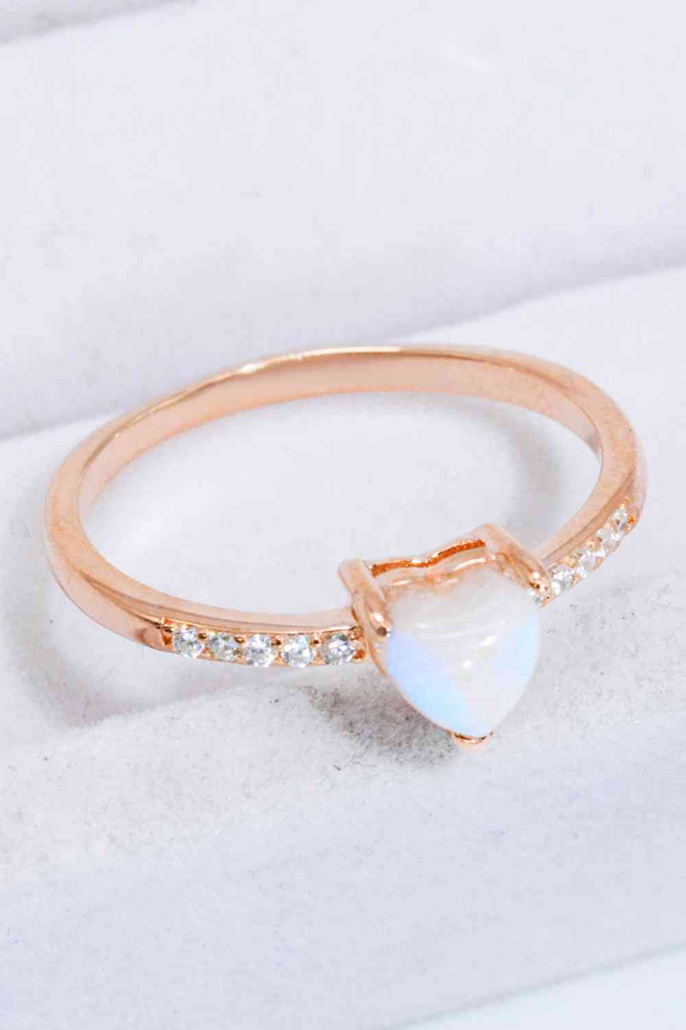 Natural Moonstone Heart 18K Rose Gold-Plated Ring Rose Gold for a perfect OOTD – dress to impress outfits from Amexza