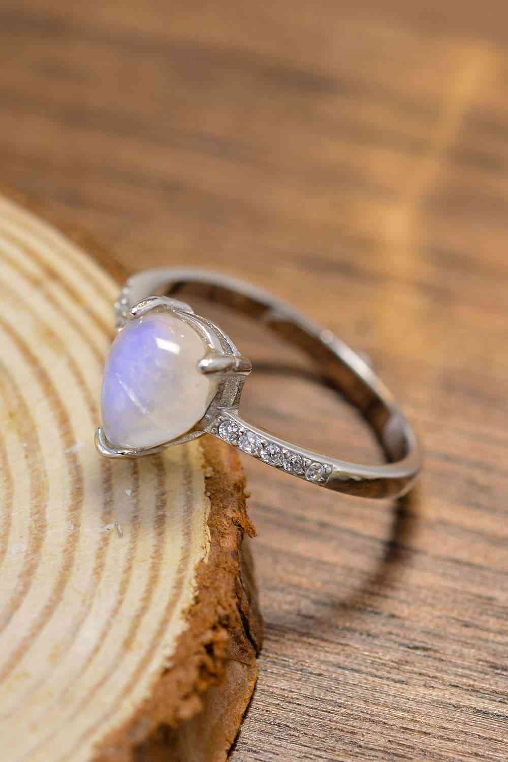 High Quality Natural Moonstone Teardrop Side Stone Ring for a perfect OOTD – dress to impress outfits from Amexza