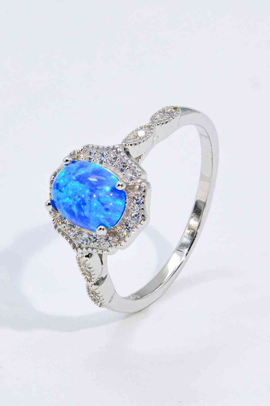 Opal and Zircon 925 Sterling Silver Ring Blue for a perfect OOTD – dress to impress outfits from Amexza