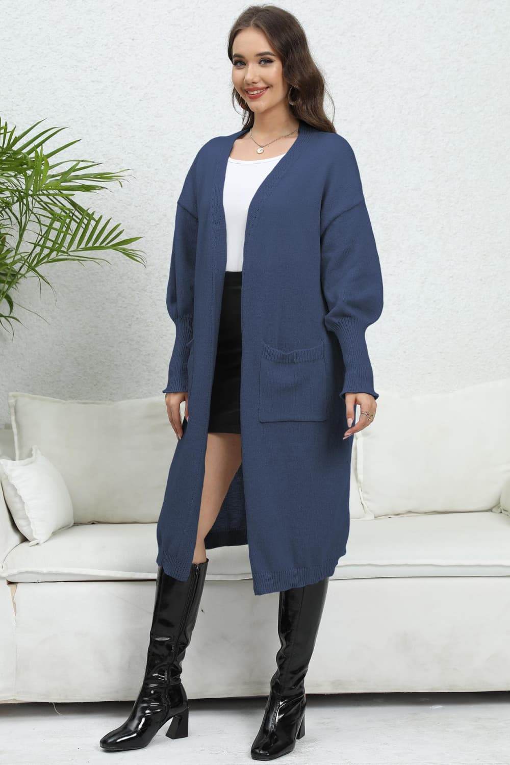 Open Front Dropped Shoulder Cardigan for a perfect OOTD – dress to impress outfits from Amexza