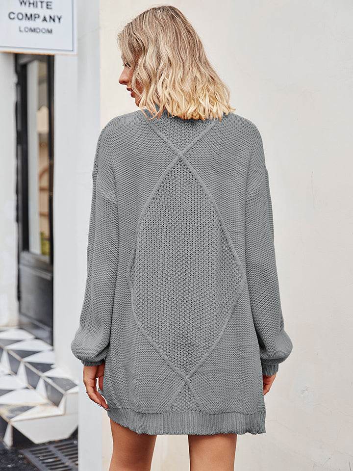 Cable-Knit Long Sleeve Cardigan for a perfect OOTD – dress to impress outfits from Amexza