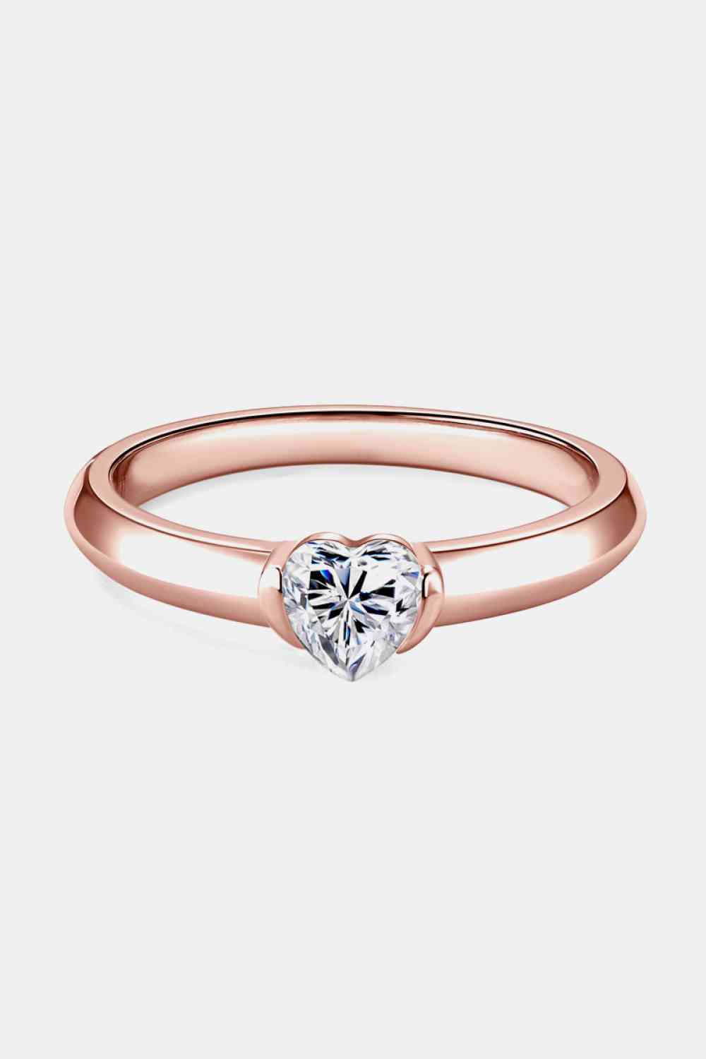 Moissanite 925 Sterling Silver Heart Solitaire Ring Rose Gold for a perfect OOTD – dress to impress outfits from Amexza