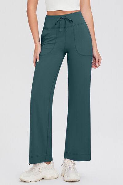 Basic Bae Full Size Drawstring High Waist Pants with Pockets - Amexza