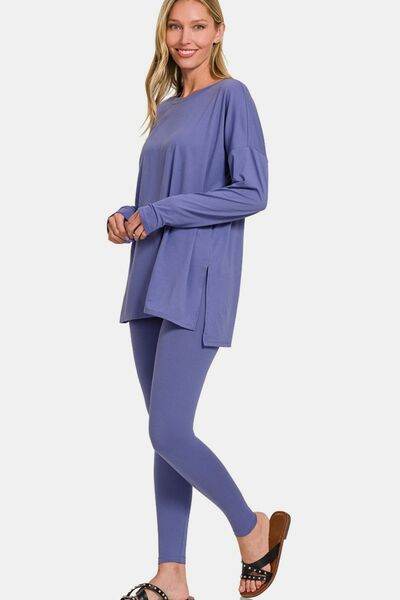 Zenana Full Size Brushed Microfiber Top and Leggings Lounge Set Marlin for a perfect OOTD – dress to impress outfits from Amexza