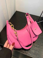 PU Leather Shoulder Bag with EarPods Bag Hot Pink One Size for a perfect OOTD – dress to impress outfits from Amexza