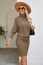Ribbed Mock Neck Long Sleeve Dress for a perfect OOTD – dress to impress outfits from Amexza