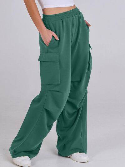 Elastic Waist Wide Leg Pants with Pockets for a perfect OOTD – dress to impress outfits from Amexza