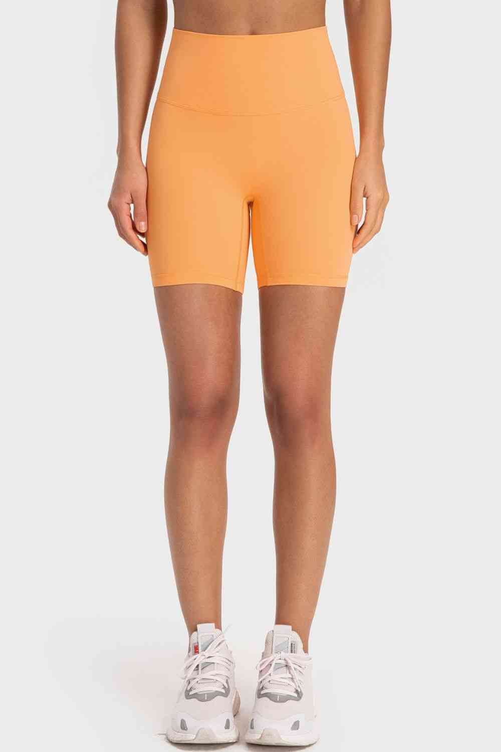 Millennia Staying Cozy Wide Waistband Biker Shorts Tangerine for a perfect OOTD – dress to impress outfits from Amexza