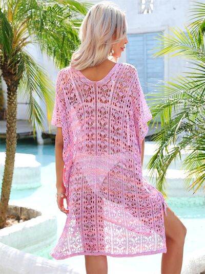 Angel Wings Slit Openwork V-Neck Cover Up for a perfect OOTD – dress to impress outfits from Amexza