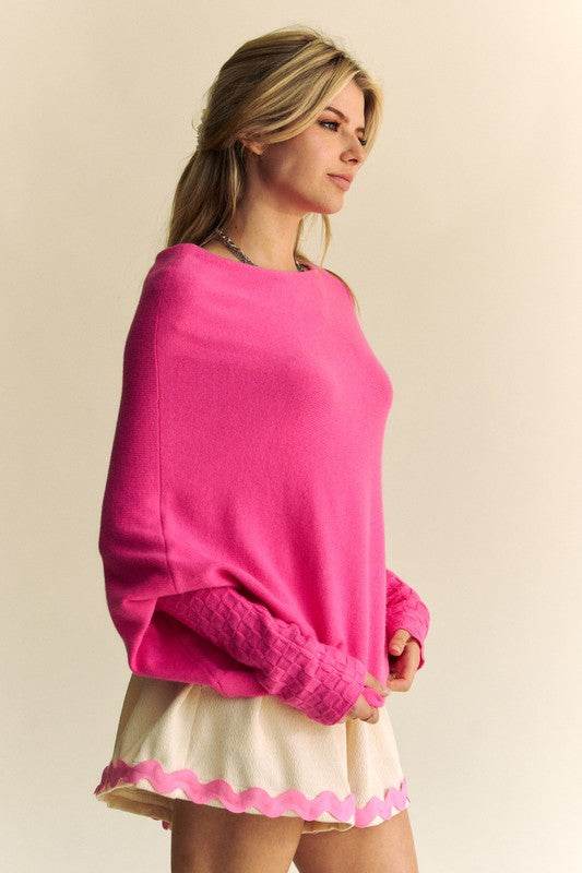 Davi & Dani Solid Color Batwing Sleeve Sweater for a perfect OOTD – dress to impress outfits from Amexza