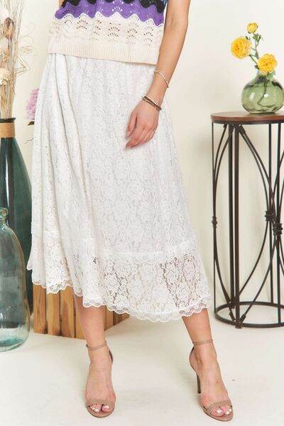 ADORA Elastic Waist Lace Midi Skirt for a perfect OOTD – dress to impress outfits from Amexza