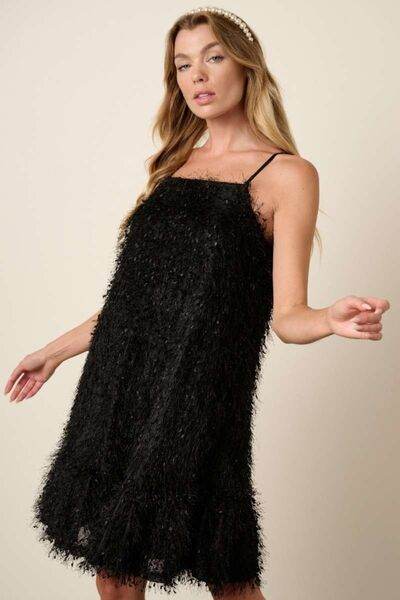 Mittoshop Feather Ruffle Hem Mini Cami Dress Black for a perfect OOTD – dress to impress outfits from Amexza