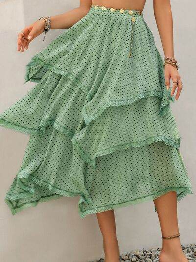 Lace Detail Layered Printed Skirt for a perfect OOTD – dress to impress outfits from Amexza