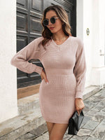Rib-Knit V-Neck Sweater Dress for a perfect OOTD – dress to impress outfits from Amexza