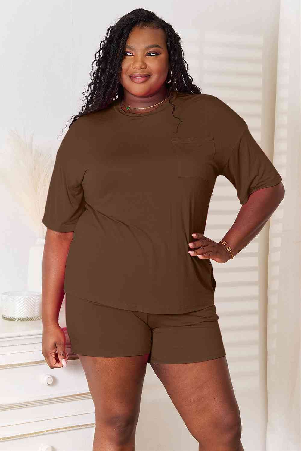 Basic Bae Full Size Soft Rayon Half Sleeve Top and Shorts Set for a perfect OOTD – dress to impress outfits from Amexza